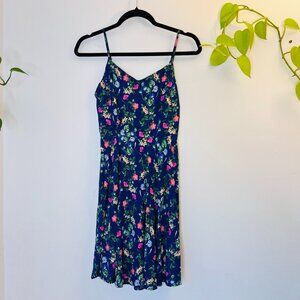 OLD NAVY Floral Smocked Fit and Flare Cami Sun Dress Navy Blue Women's S